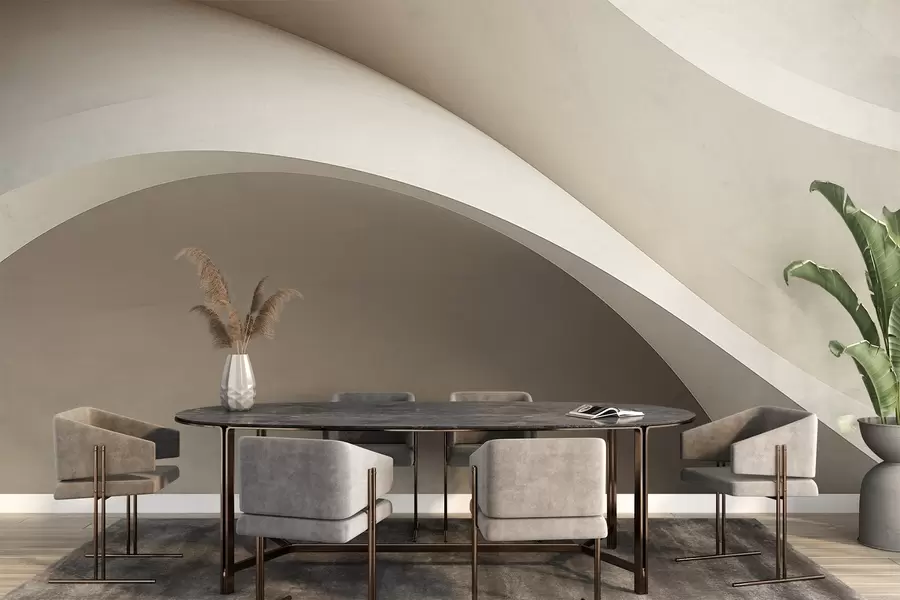 Fototapetes abstrakcija, viļņi, mīkstas līknes, bēšs, gluds, līnijas, moderns w04217v1