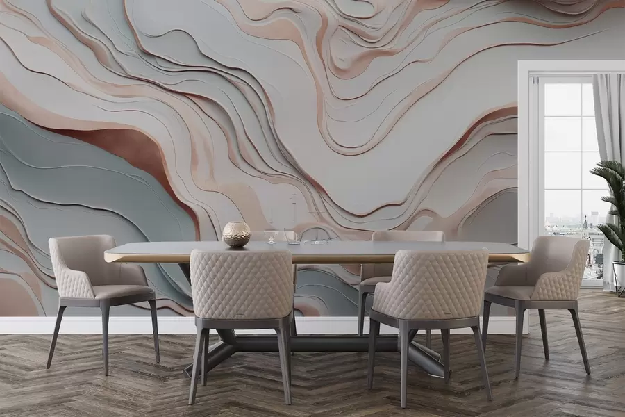 Fototapetes slāņi, viļņi, abstrakcija, rozā, pelēks, mīkstas formas, w04255v1