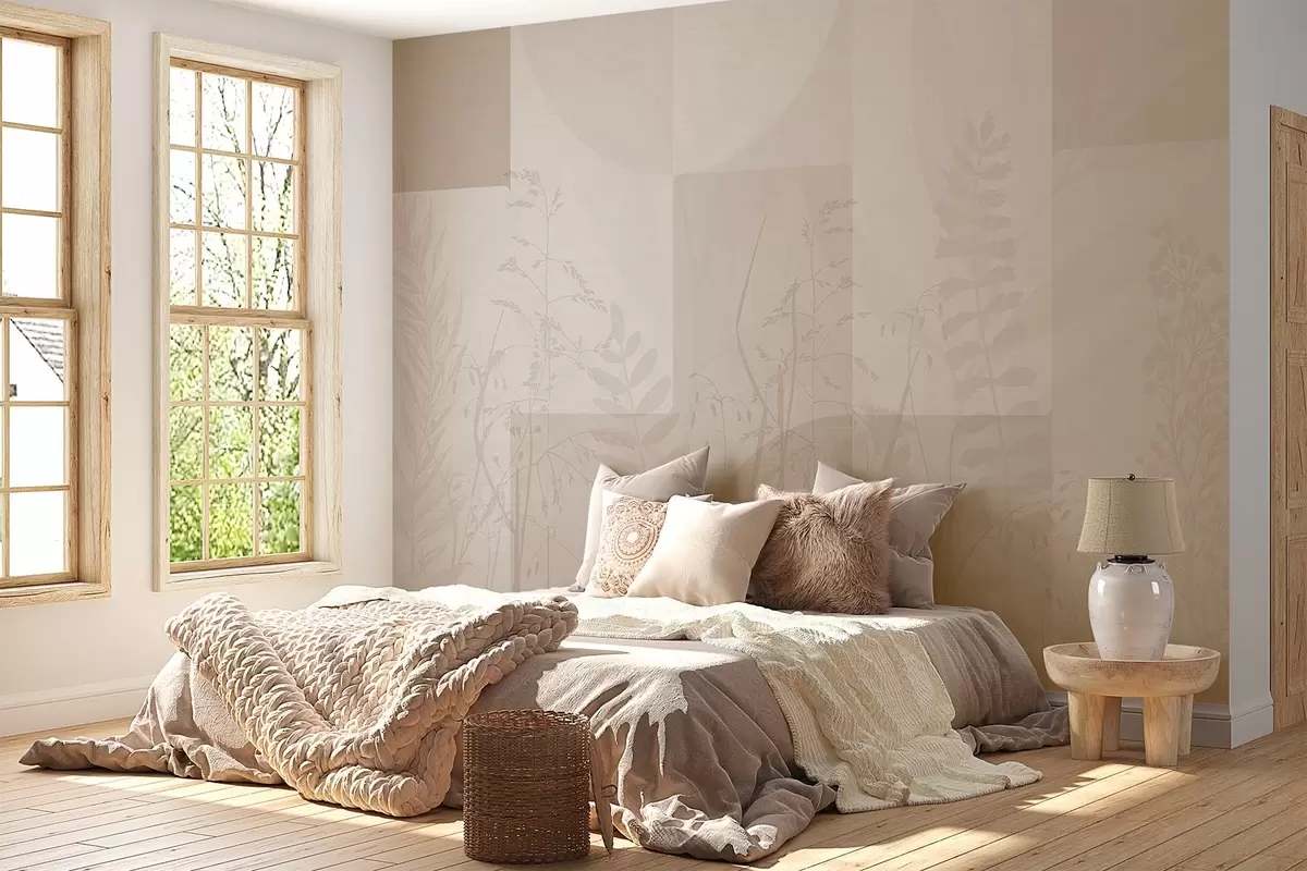 Fototapetes Abstrakcija ar augiem, ģeometrija w04240