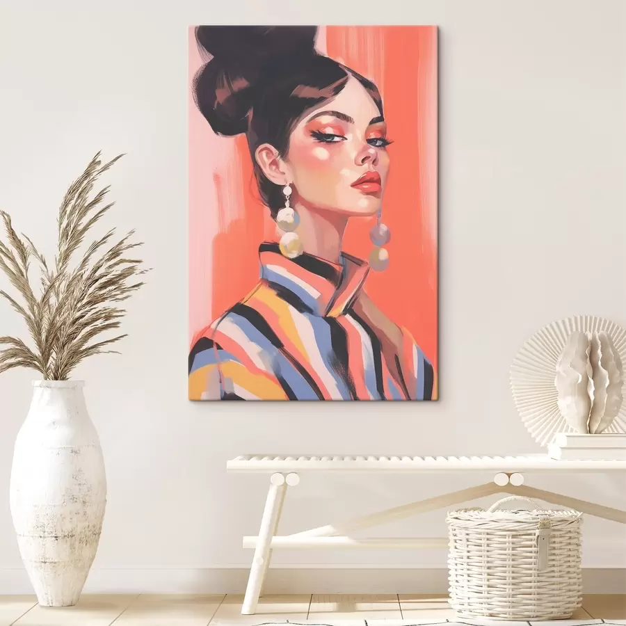 Glezna Sievietes portrets svītrainā kreklā s45079