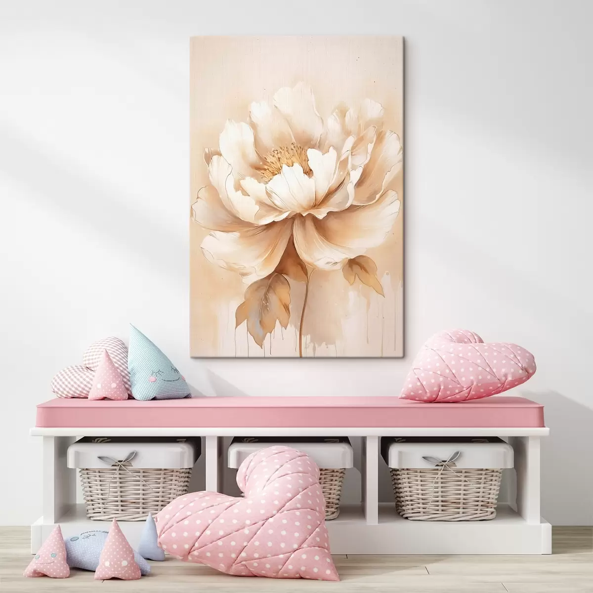 Glezna Bēšs zieds ar lapām s45082