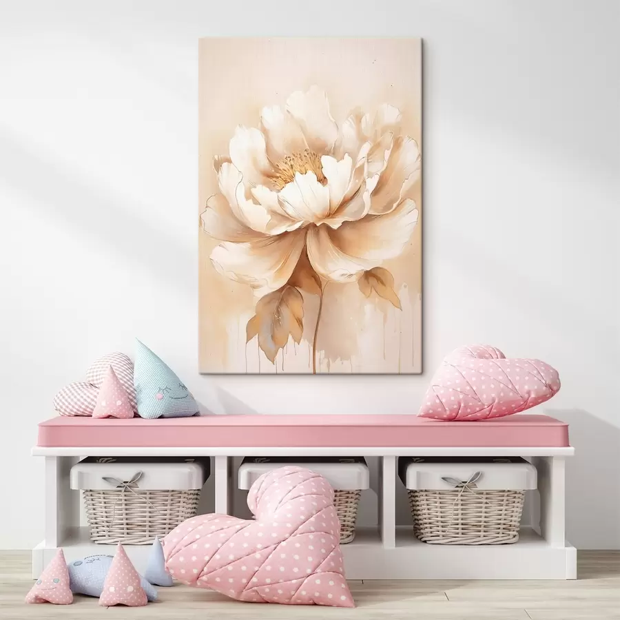 Glezna Bēšs zieds ar lapām s45082