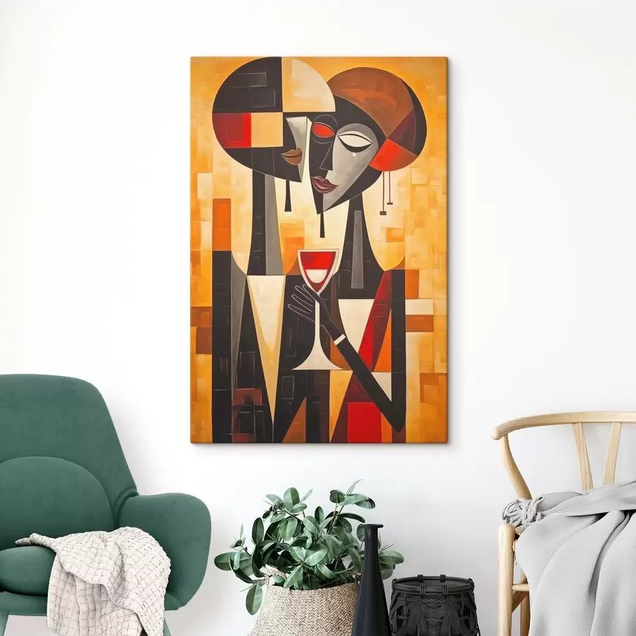 Glezna Divi ar kubistisko stiklu s45085