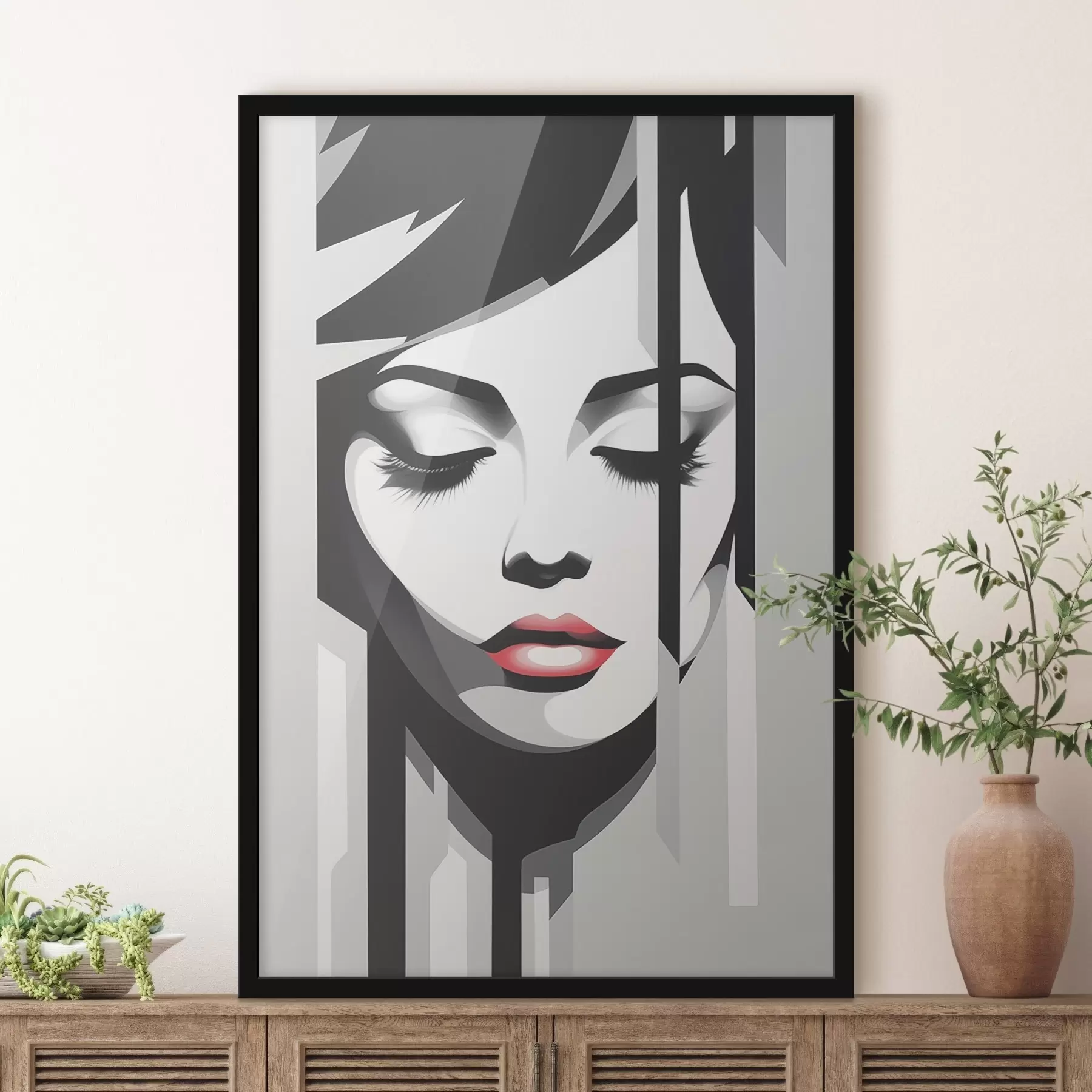 Fototapetes Melnbalta seja ar aizvērtām acīm f45076