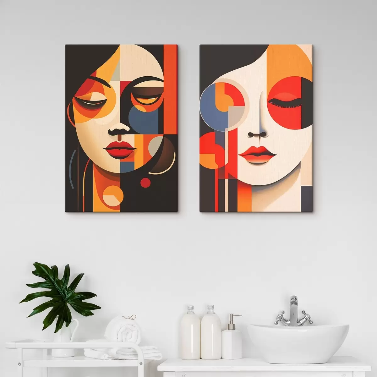 Glezna Ģeometriski sieviešu portreti m00501