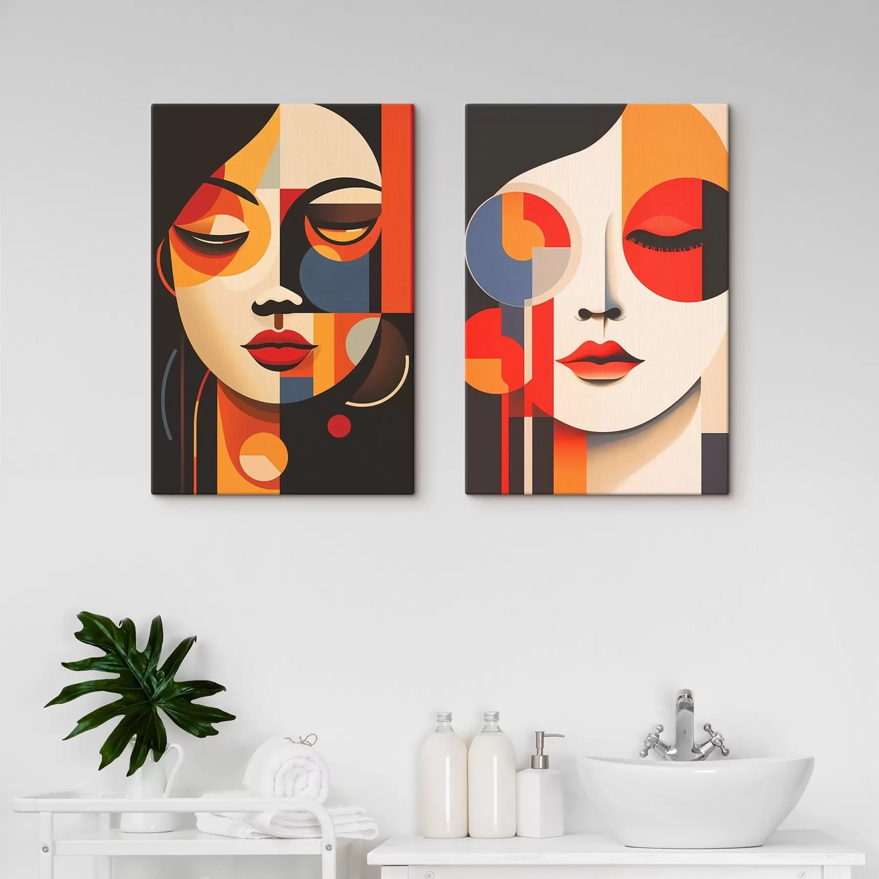 Glezna Ģeometriski sieviešu portreti m00501