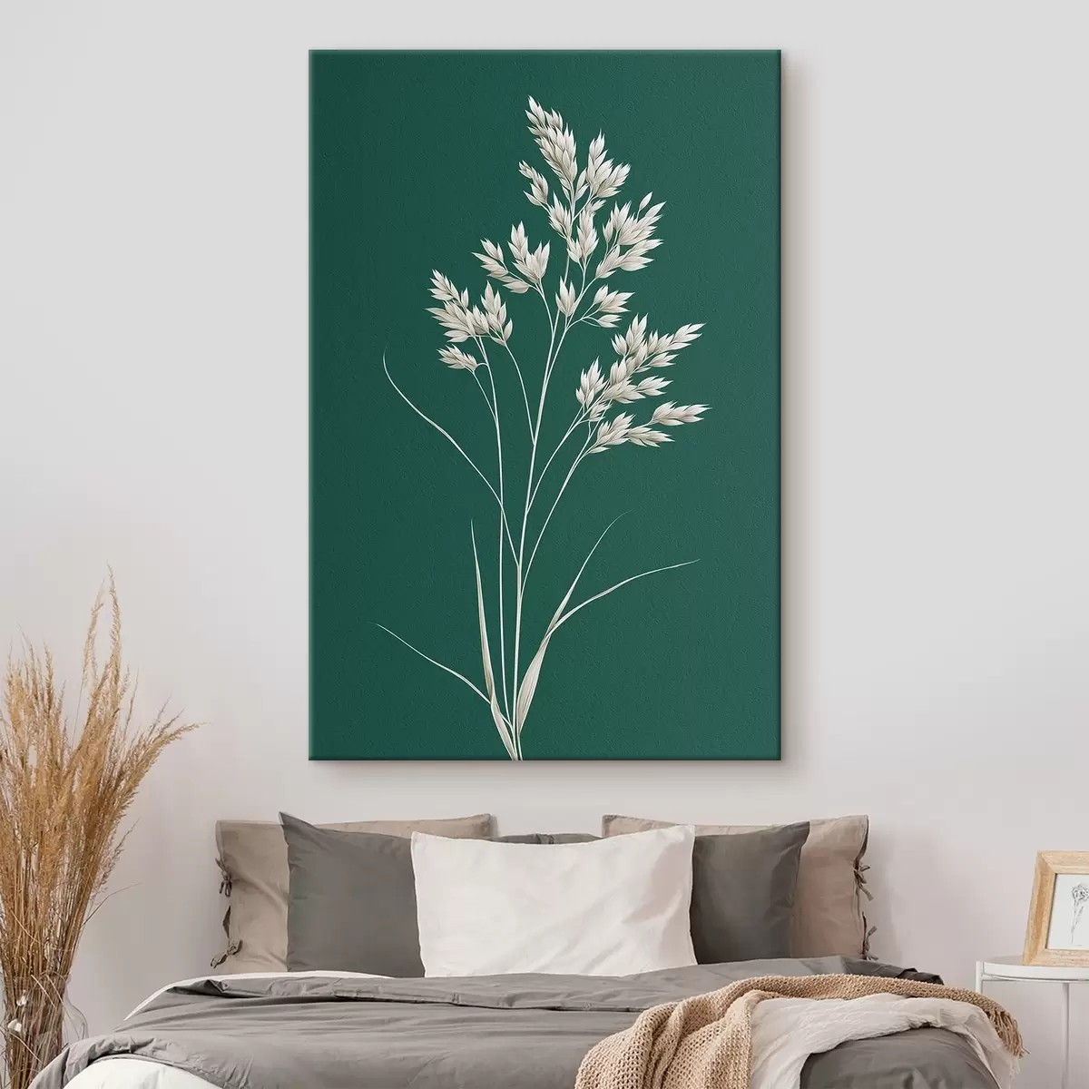 Glezna botānisks, minimāls, zāle, stublājs, zaļš fons, dabisks, augs, plakans s45091