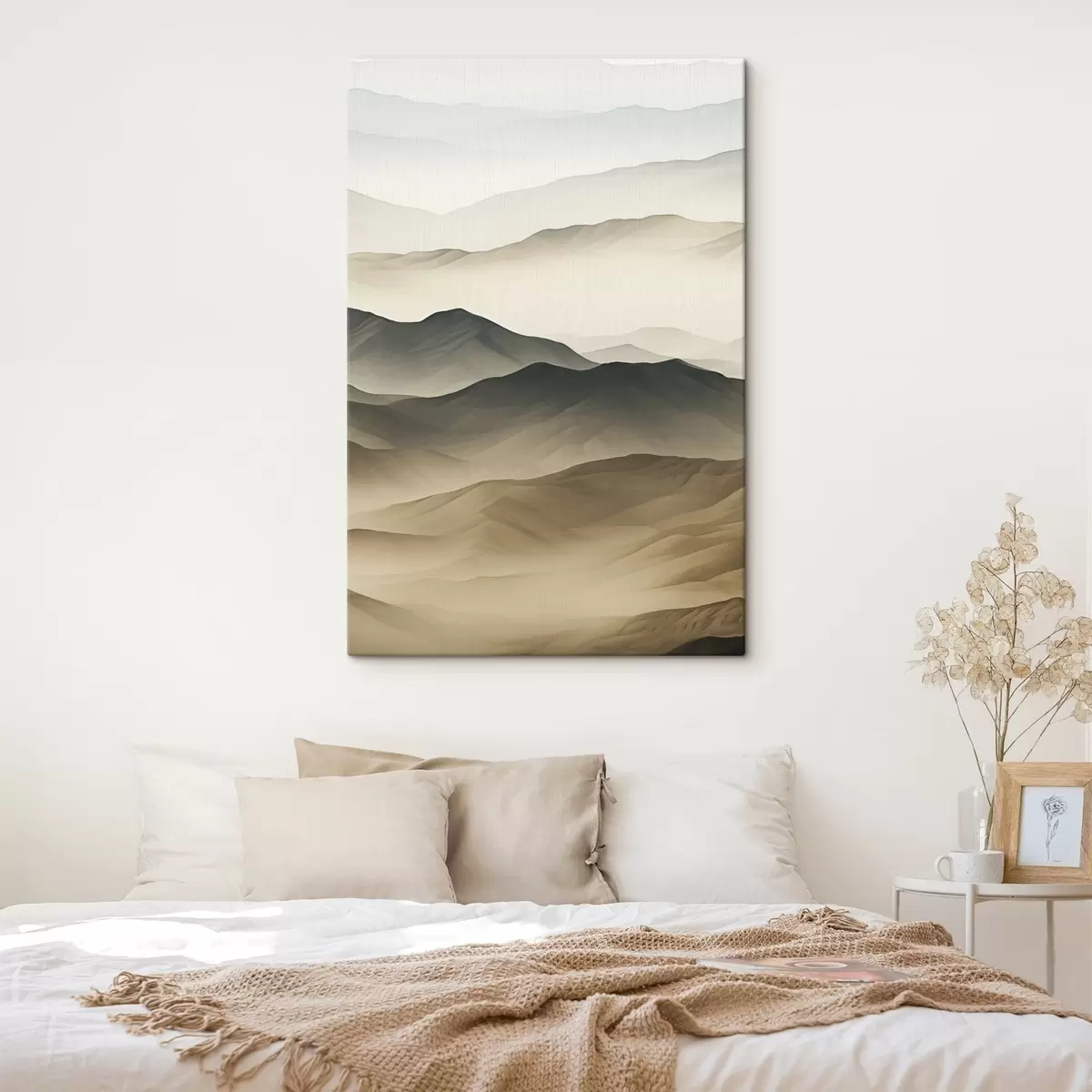 Glezna tuksneša pakalni, gludas formas, izbalējis, organiska tekstūra, mierīgs, minimāls, reljefs s45097