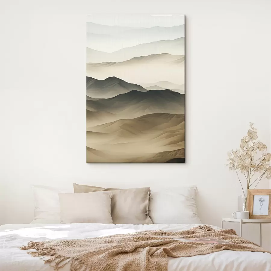 Glezna tuksneša pakalni, gludas formas, izbalējis, organiska tekstūra, mierīgs, minimāls, reljefs s45097