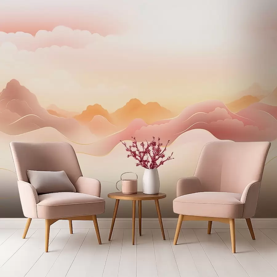 Fototapetes Miglaini kalni siltā saullēktā w09242