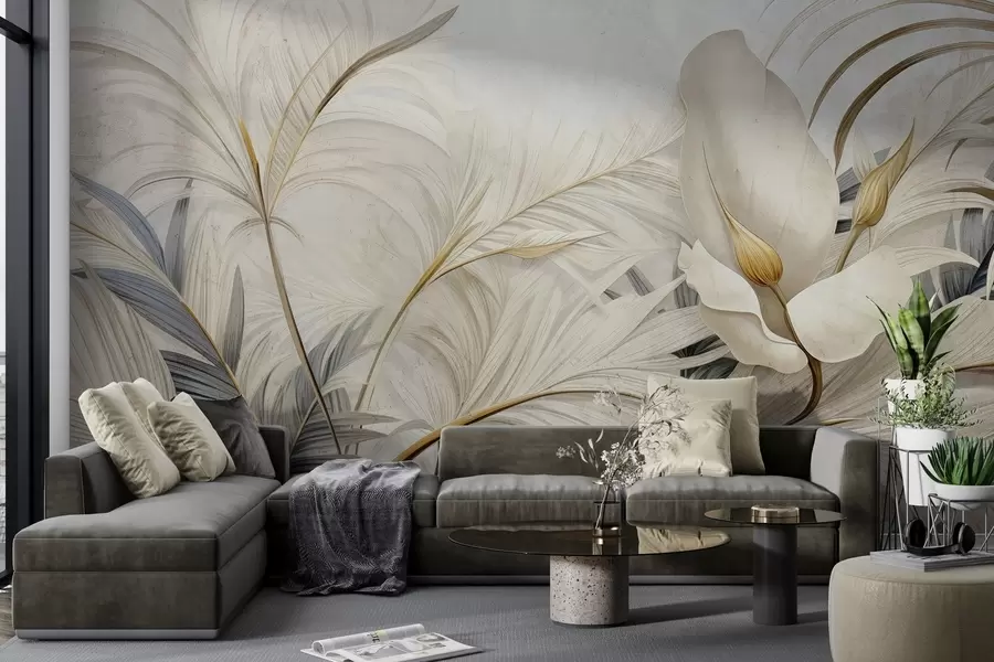 Fototapetes Tropu augi uz betona sienas w04249