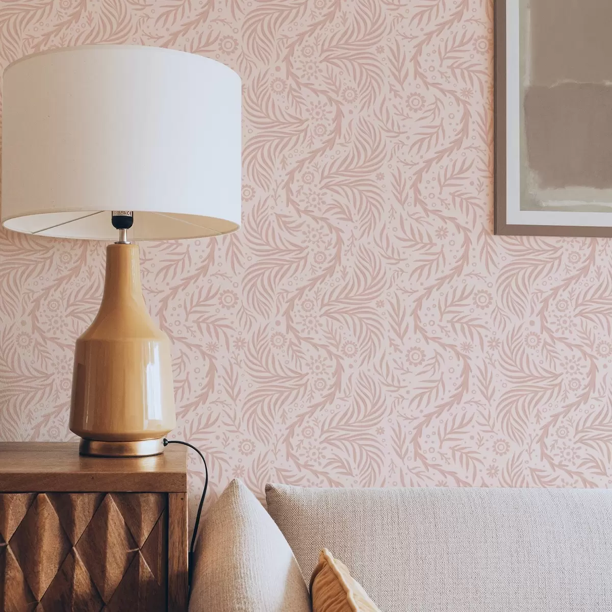 Tapetes Gaiši rozā ziedu elementi uz rozā fona a00290