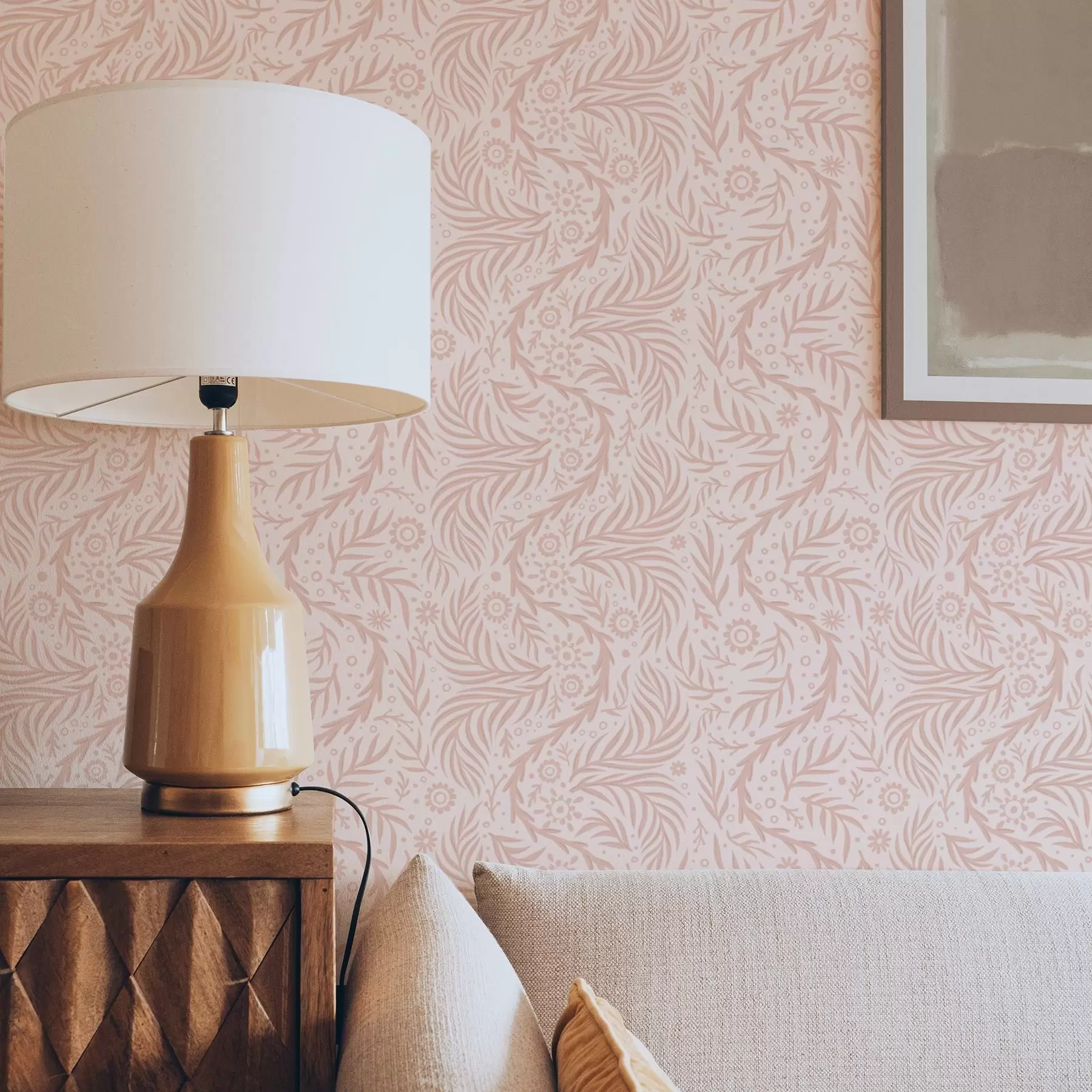 Fototapetes Gaiši rozā ziedu elementi uz rozā fona a00290