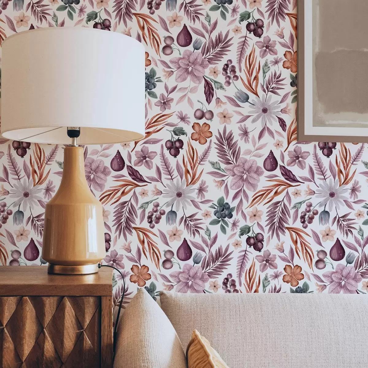 Tapetes Spilgtas ogas, ziedi un lapas akvareļu stilā a00298