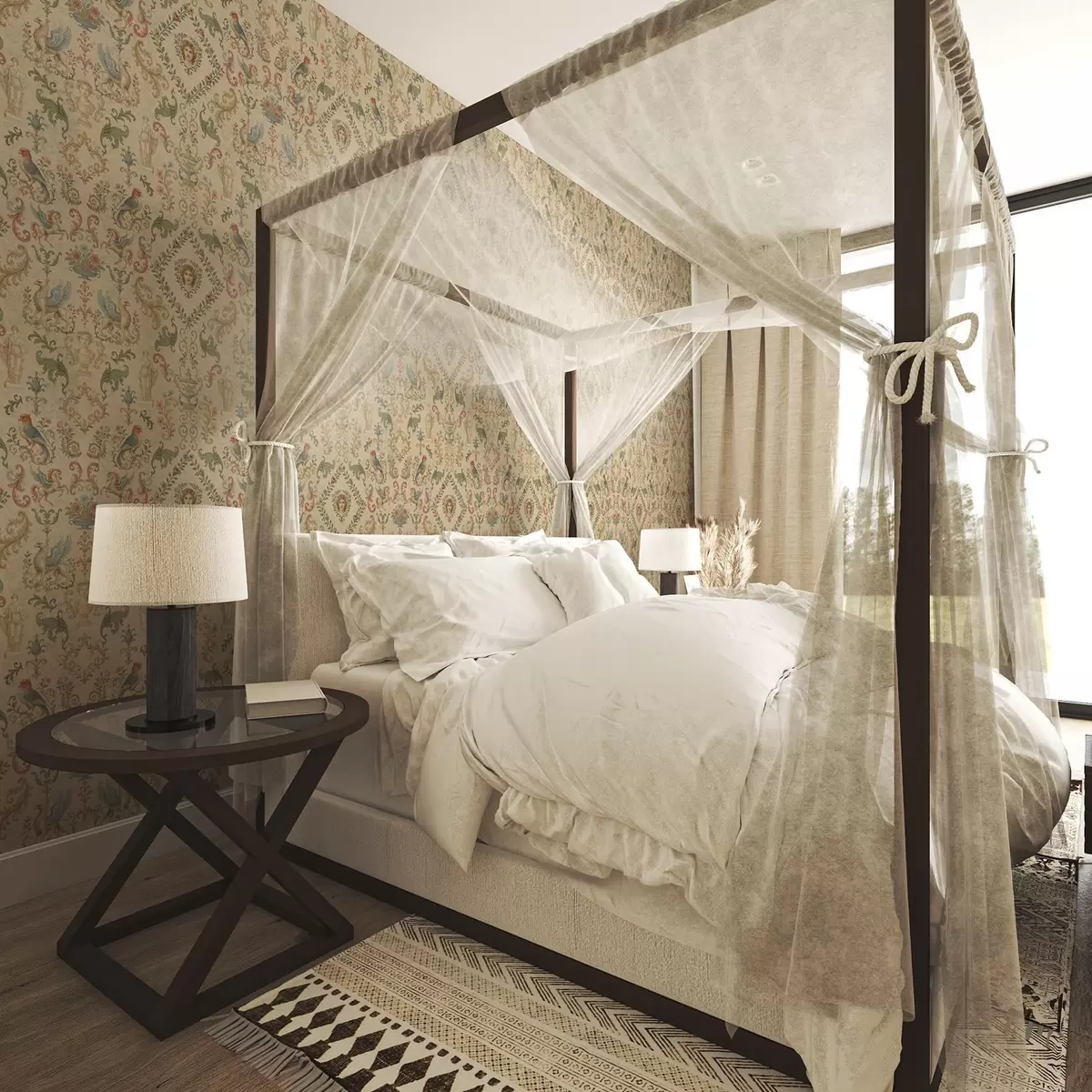 Tapetes Vintage ornaments ar grifoniem, ziediem un figūrām a00402