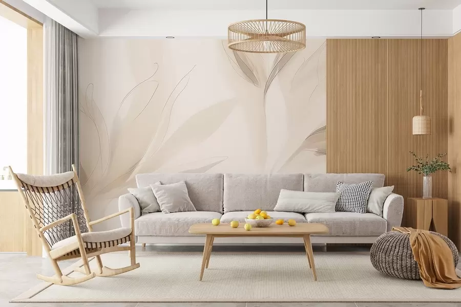 Fototapetes Vieglas abstraktas lapas w04243