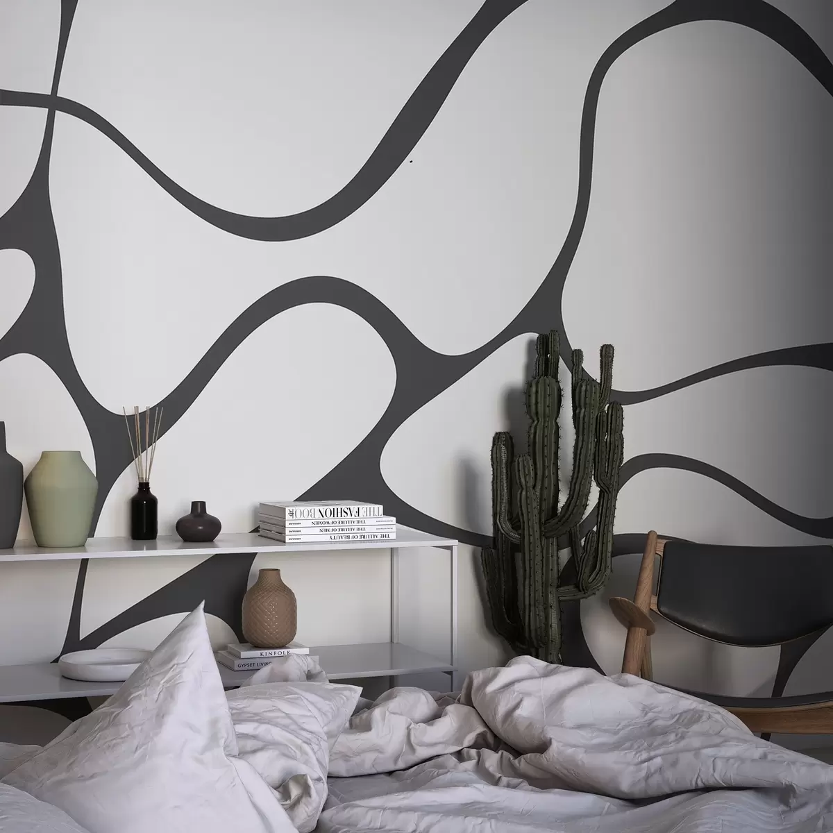 Fototapetes Abstraktais raksts ar izliektām līnijām w04274