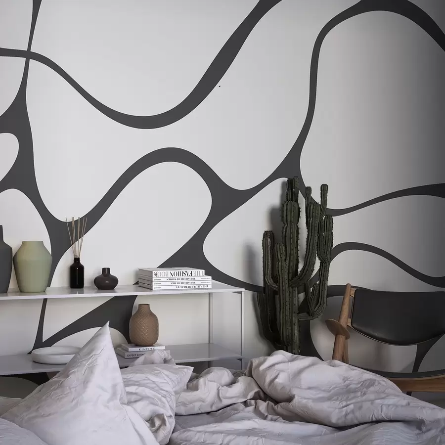 Fototapetes Abstraktais raksts ar izliektām līnijām w04274