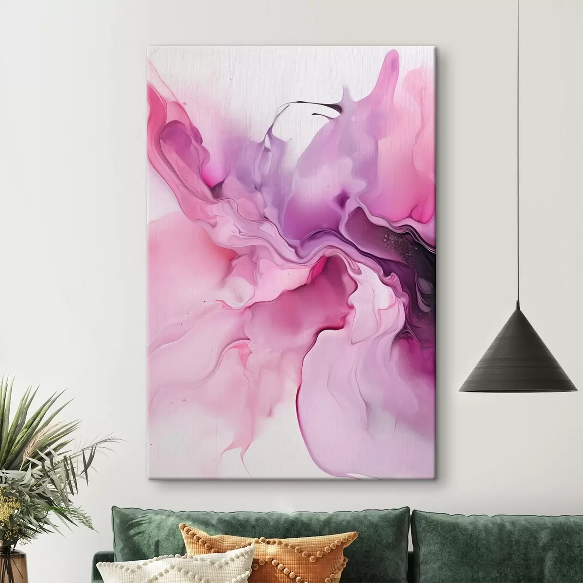 Glezna Sārti, violeti un melni abstraktie virpuļi saplūst kopā plūstošā, organiskā kompozīcijā, radot kustības sajūtu s45195