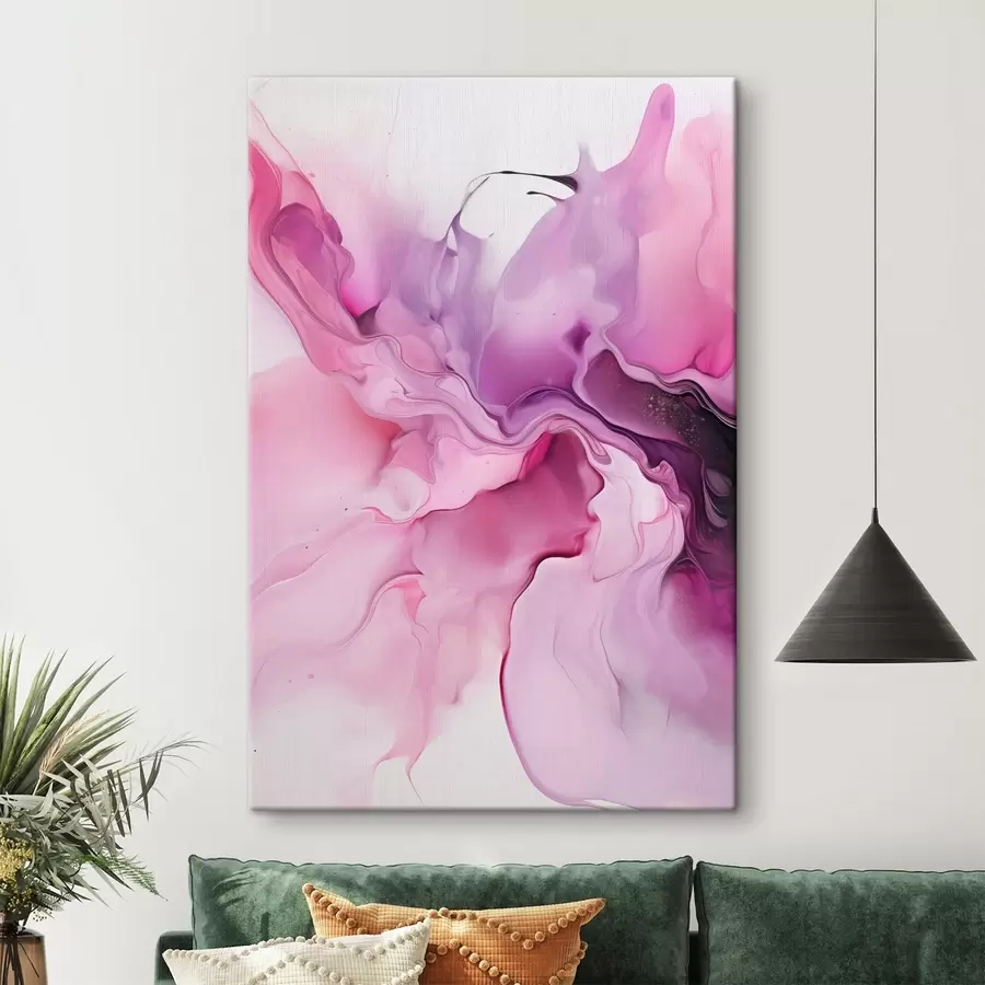 Glezna Sārti, violeti un melni abstraktie virpuļi saplūst kopā plūstošā, organiskā kompozīcijā, radot kustības sajūtu s45195