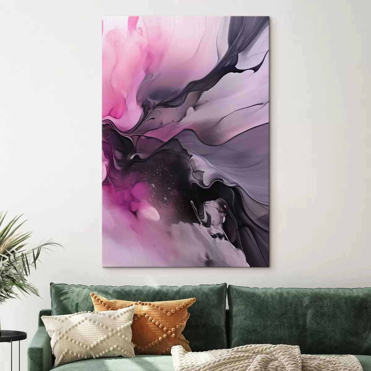 Glezna Sārti, violeti un melni abstraktie virpuļi saplūst kopā plūstošā, organiskā kompozīcijā, radot kustības sajūtu s45196