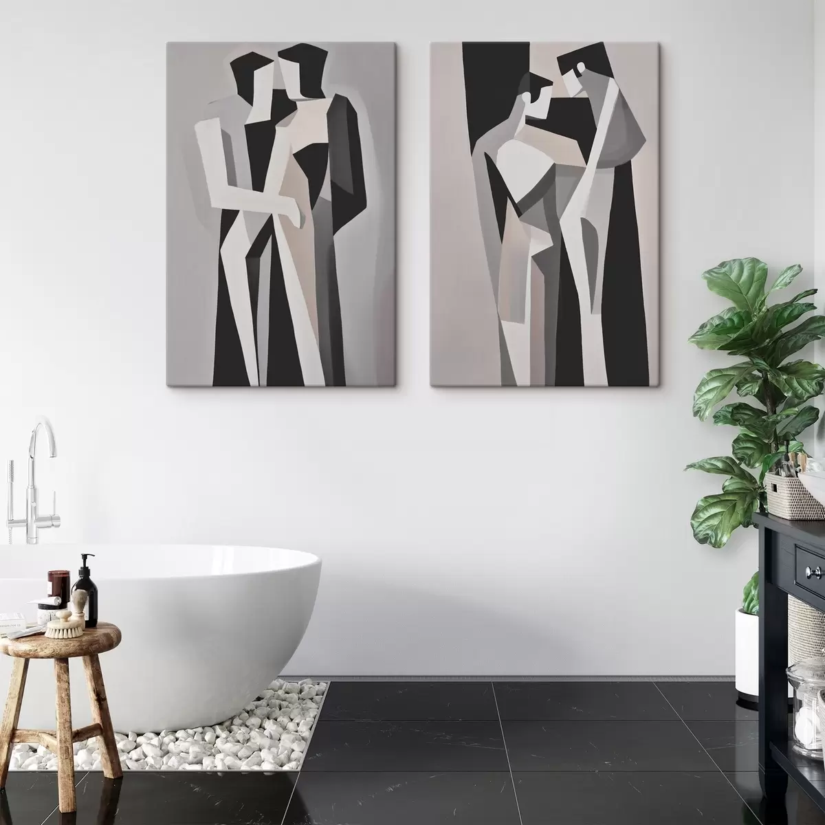 Glezna Abstraktie ģeometriskie pāri m00517