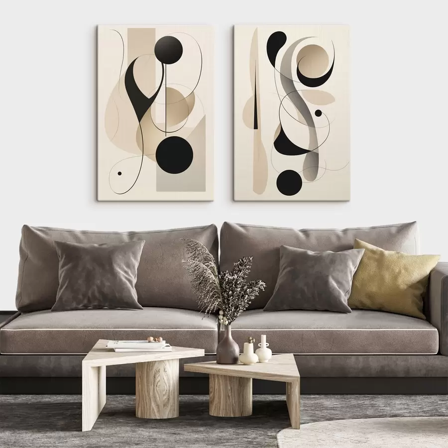 Glezna Abstrakta kompozīcija ar līknēm un formām m00538