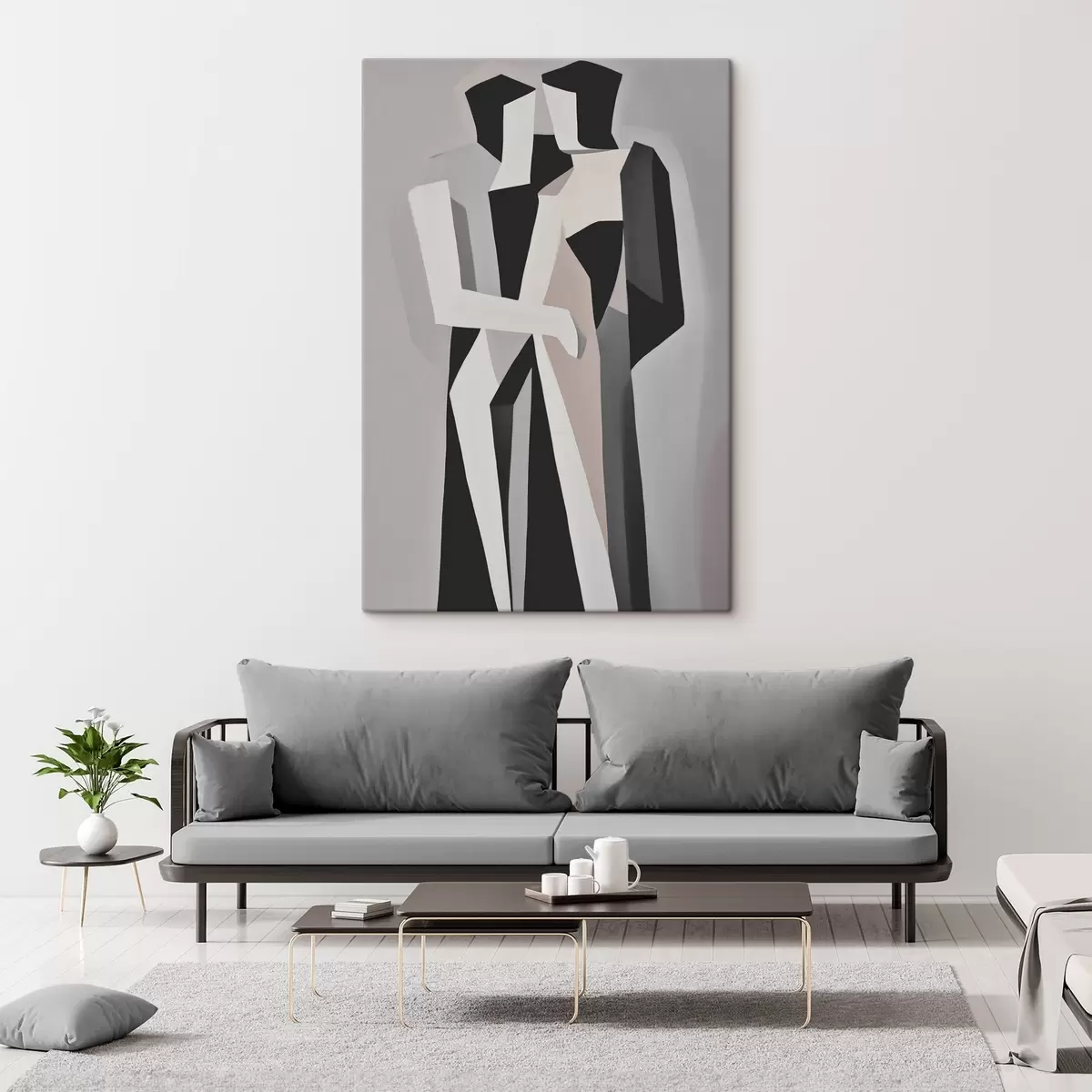 Glezna Abstraktās figūras melnbaltā krāsā s45155