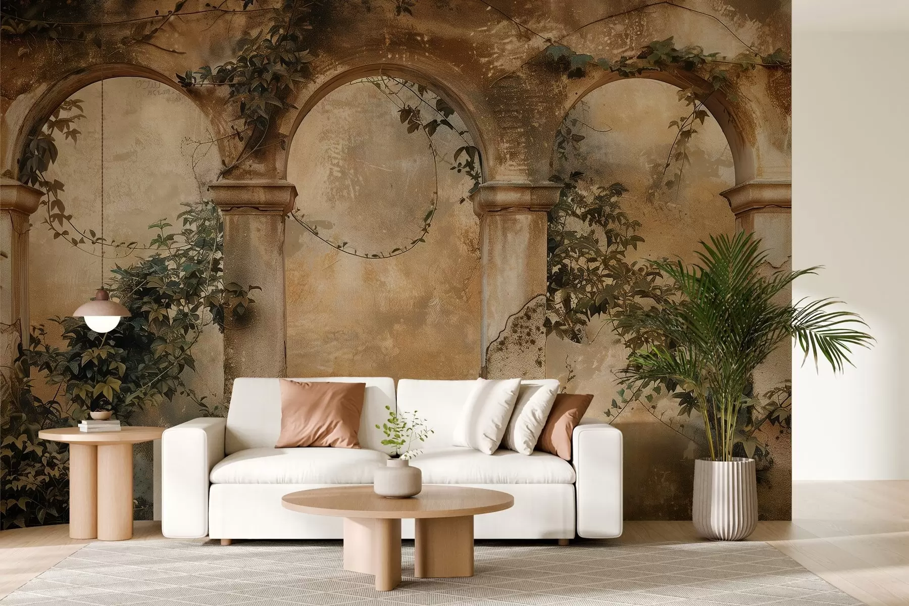 Fototapetes tonētas retro arkas ar efeju w04304