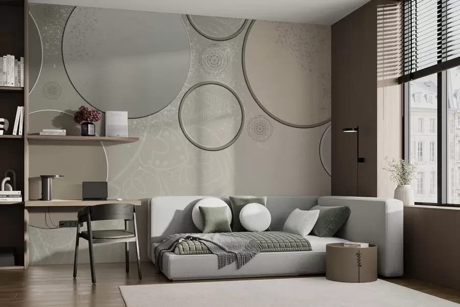 Fototapetes Dažādi apļi uz caurspīdīga fona w09181