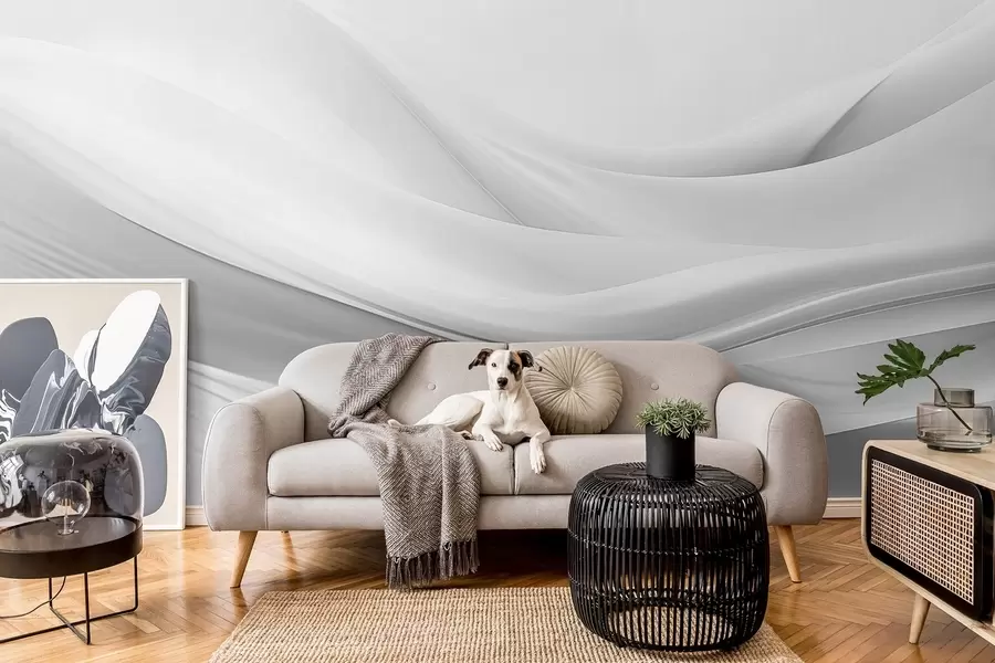 Fototapetes Pelēki auduma viļņi minimālisma abstraktā stilā w09279v1