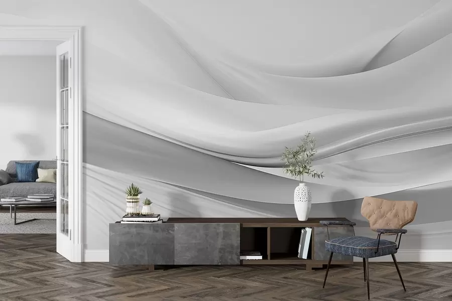 Fototapetes Pelēki auduma viļņi minimālisma abstraktā stilā w09279v1