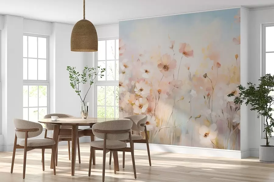 Fototapetes Savvaļas puķes pasteļtoņos akvareļu stilā w09280