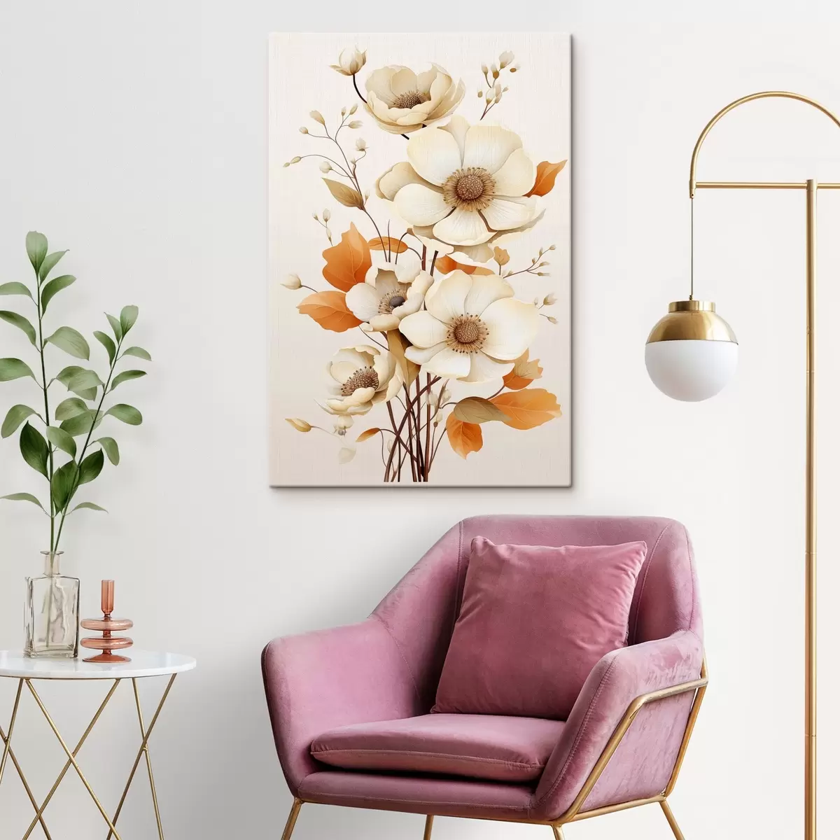 Glezna Gaiši ziedi uz bēša fona s44549