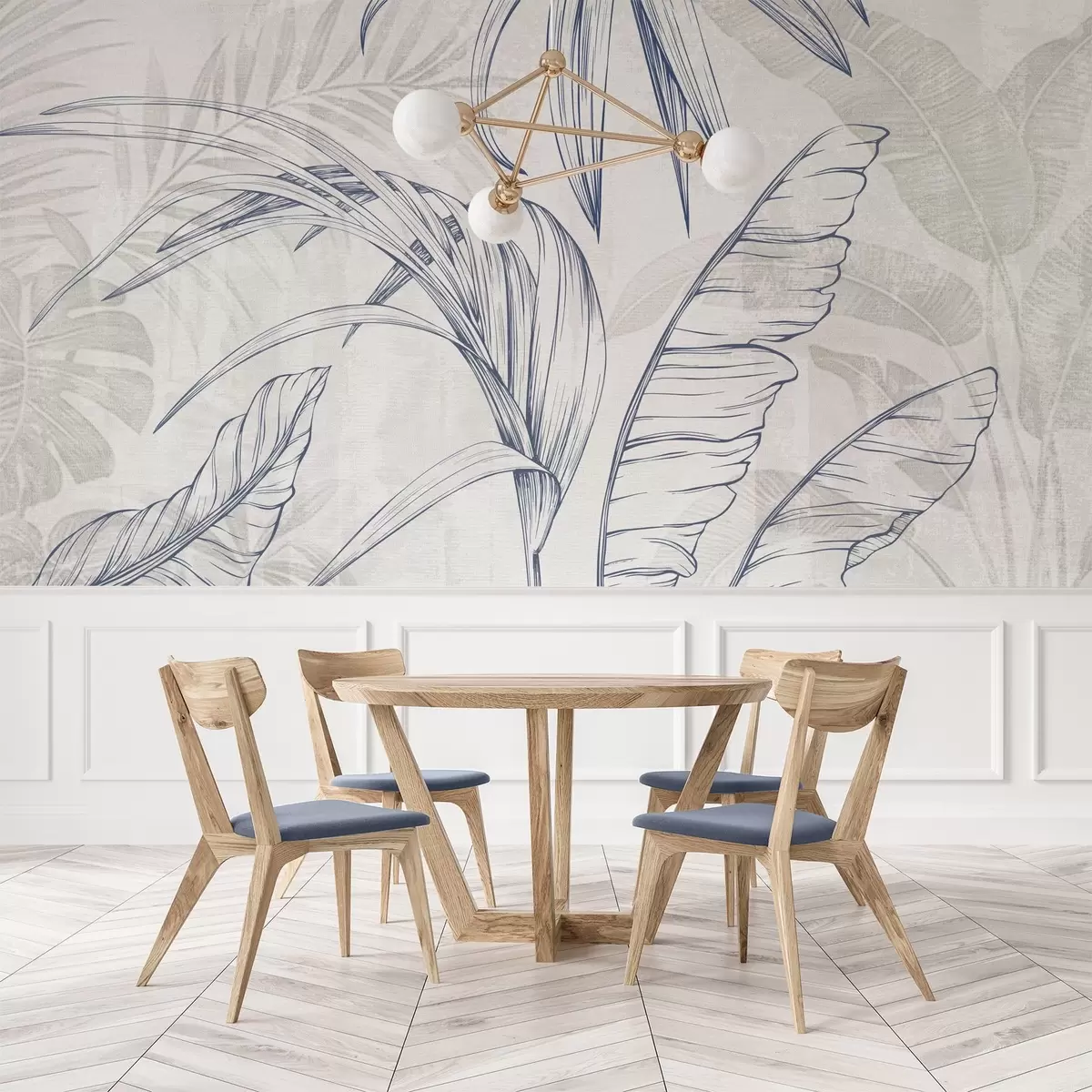 Fototapetes Lapas uz fona ar izplūšanas imitāciju un tekstūru w04362v1