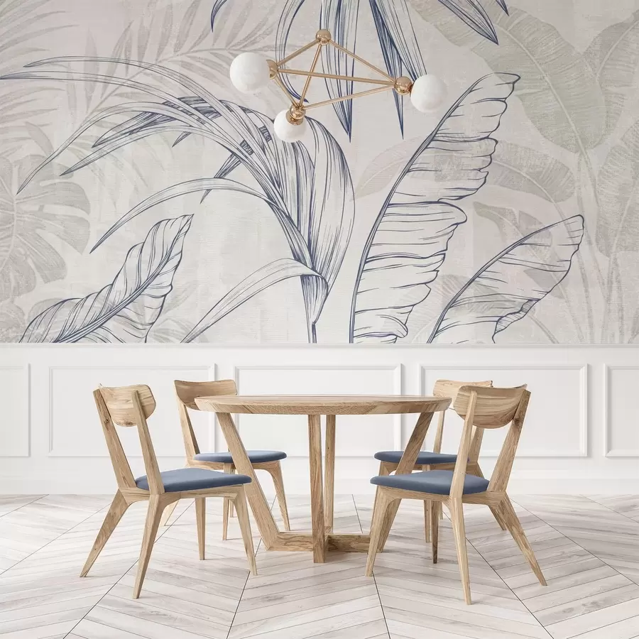 Fototapetes Lapas uz fona ar izplūšanas imitāciju un tekstūru w04362v1