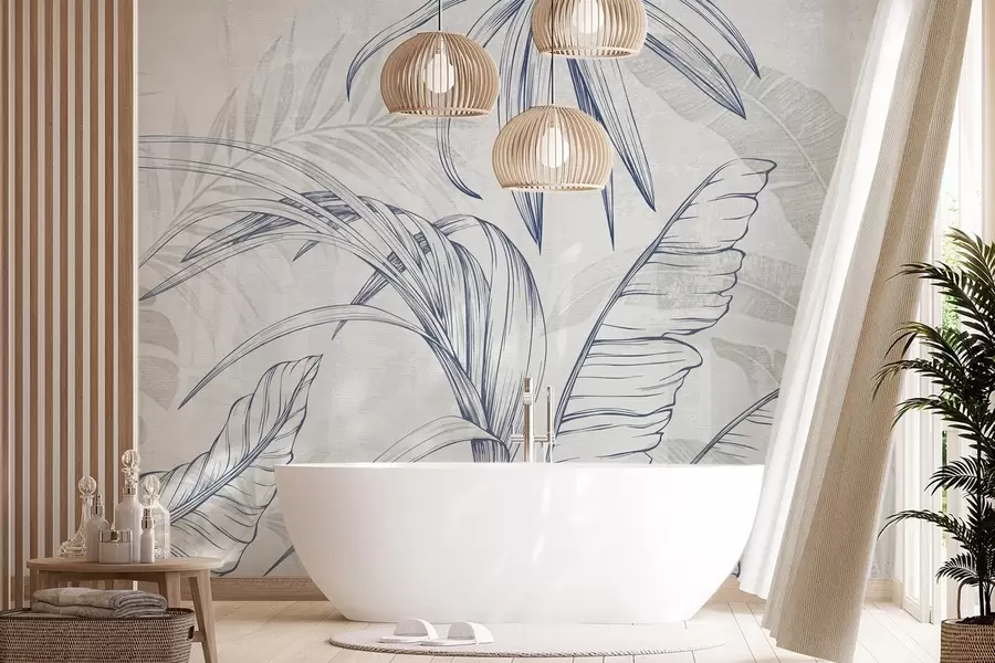 Fototapetes Lapas uz fona ar izplūšanas imitāciju un tekstūru w04362v1