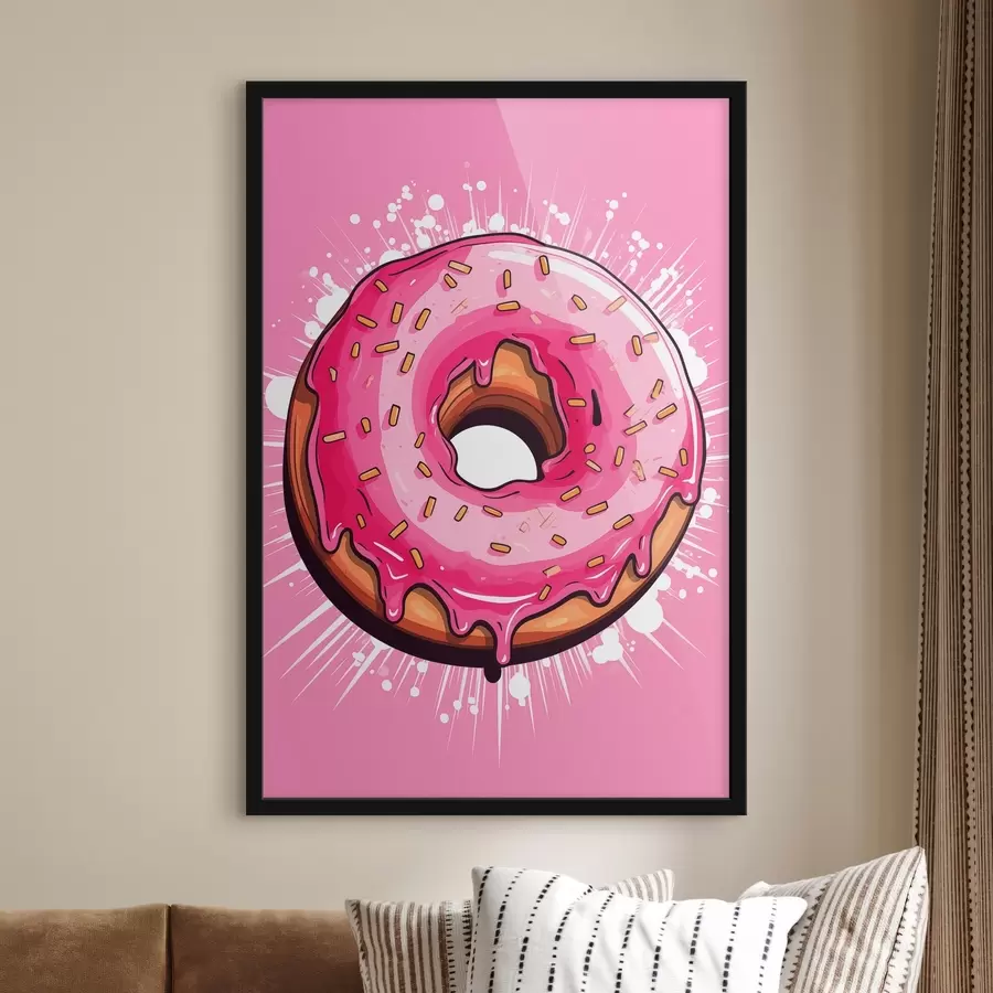 Fototapetes Donuts ar rozā glazūru f45274