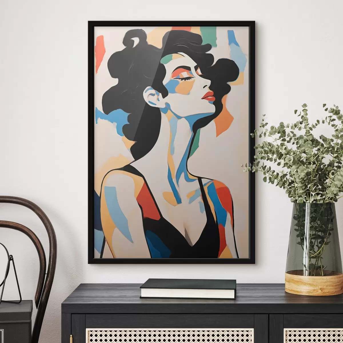 Plakāts Sievietes abstraktais portrets ar otas triepienu imitāciju f45233