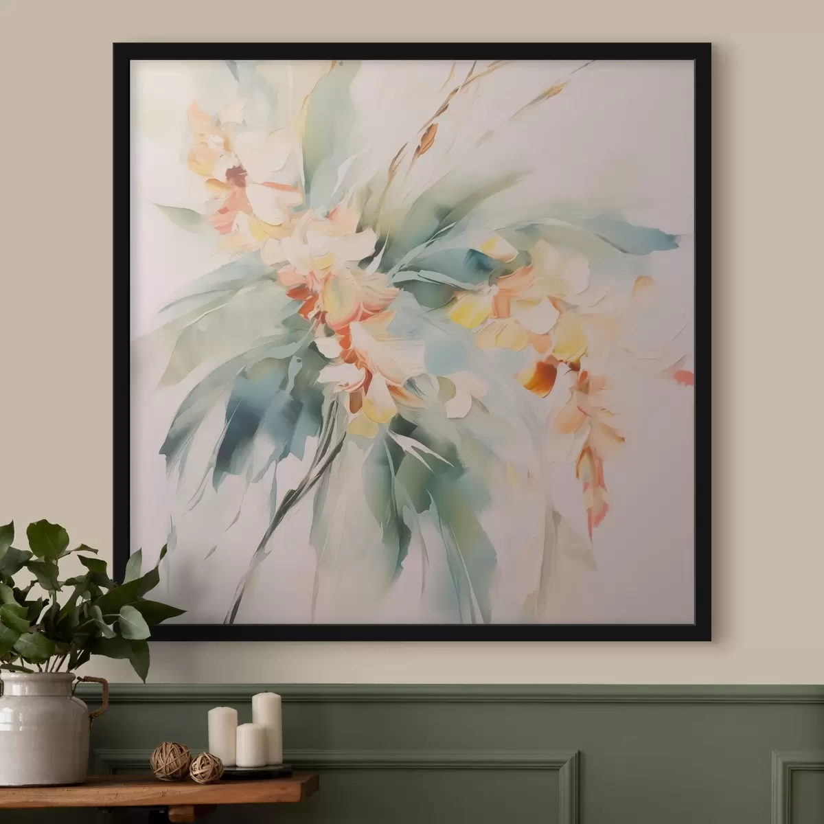 Plakāts Abstraktie ziedi lapotnē f45305