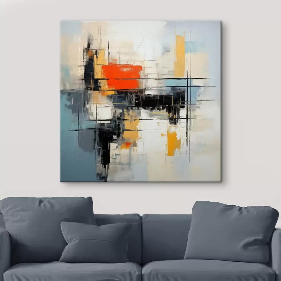 Glezna Dinamisks audekls mūsdienīgā stilā ar asiem triepieniem s45040