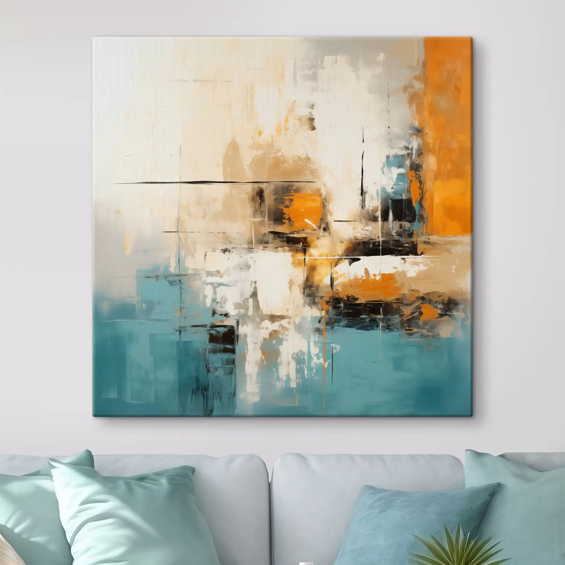 Glezna Mūsdienu māksla ar fakturētiem otas triepieniem un spilgtiem akcentiem s45041