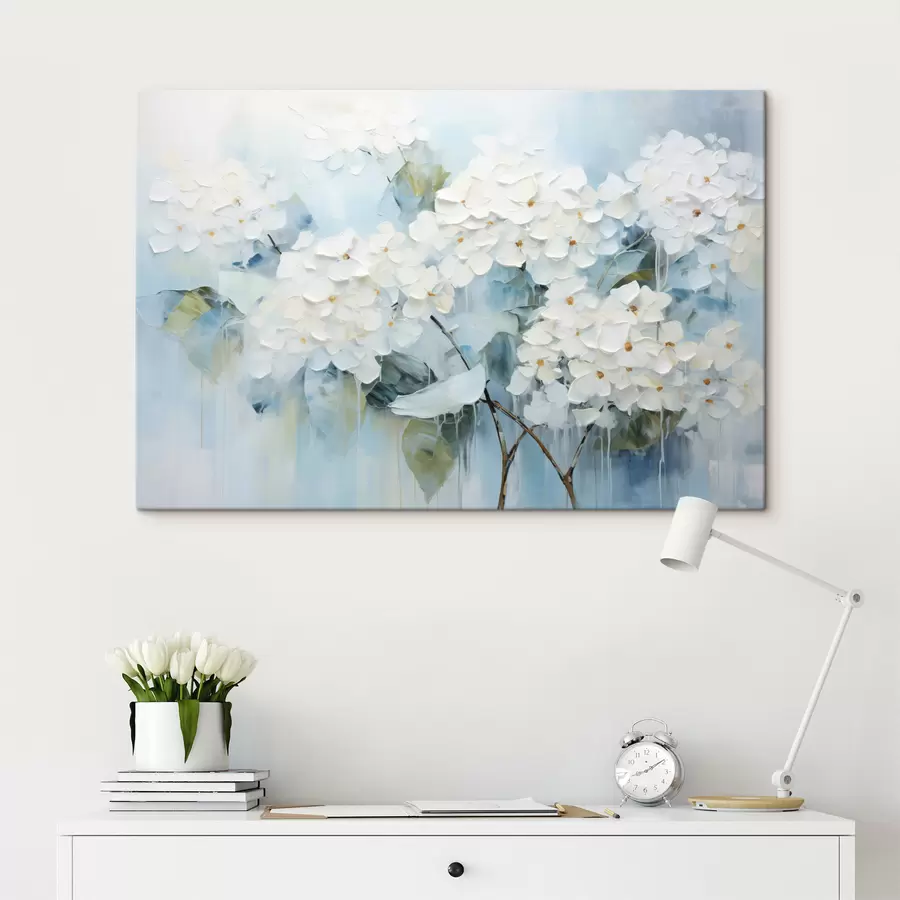 Glezna Ziedošas baltas hortenzijas eļļas gleznošanas stilā s45051