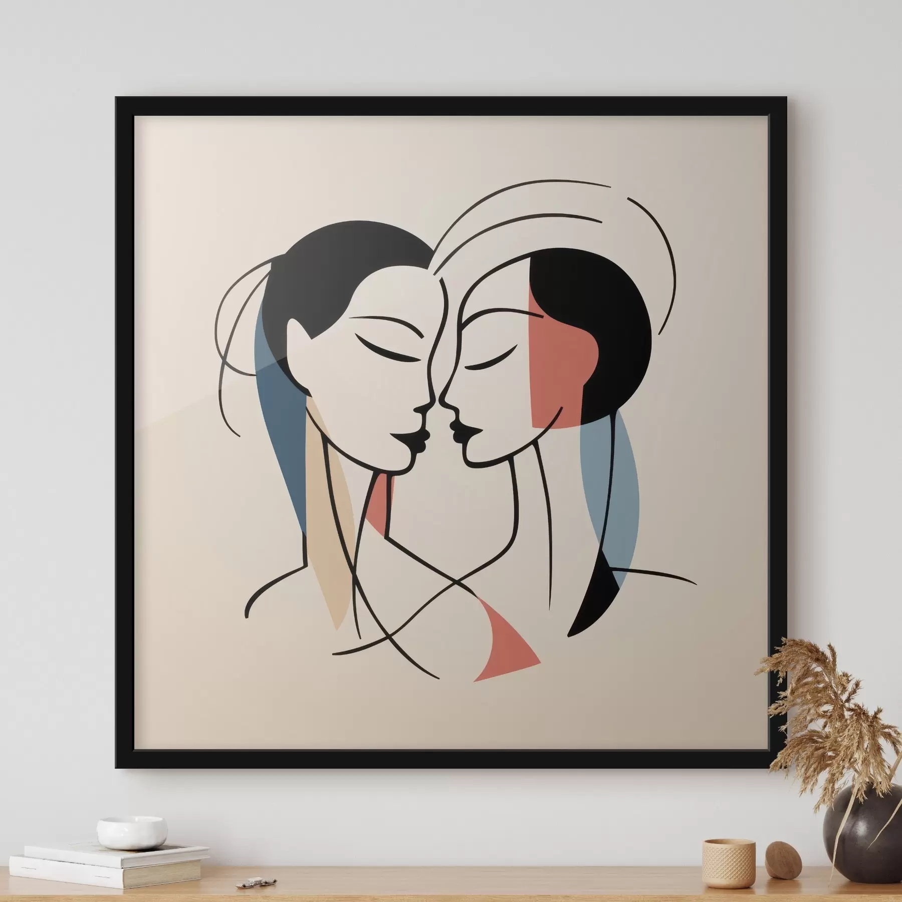 Fototapetes Divas sejas abstraktā stilā ar krāsainiem elementiem f45037