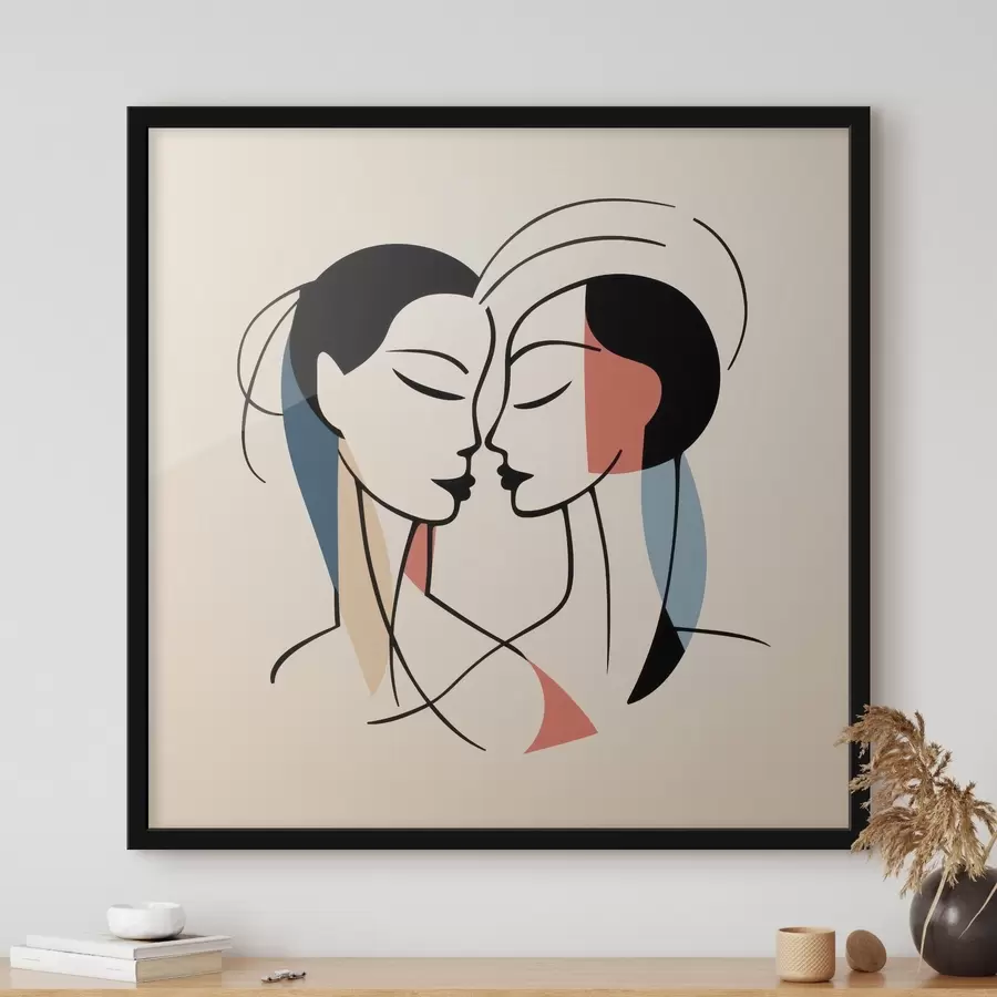 Fototapetes Divas sejas abstraktā stilā ar krāsainiem elementiem f45037