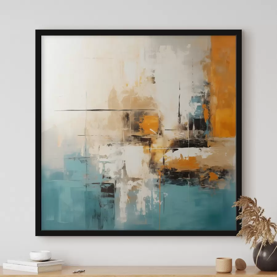 Fototapetes Mūsdienu māksla ar fakturētiem otas triepieniem un spilgtiem akcentiem f45041