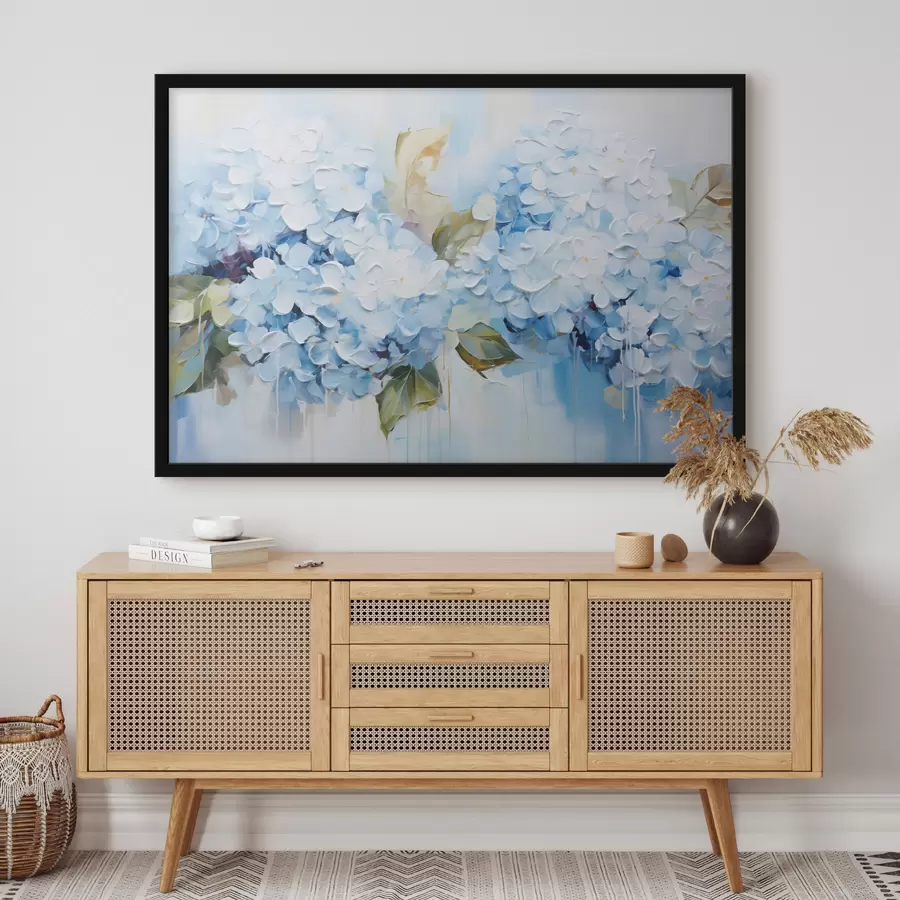 Fototapetes Hortenzijas pasteļtehnikā ar volumetriskās gleznošanas tehniku f45052