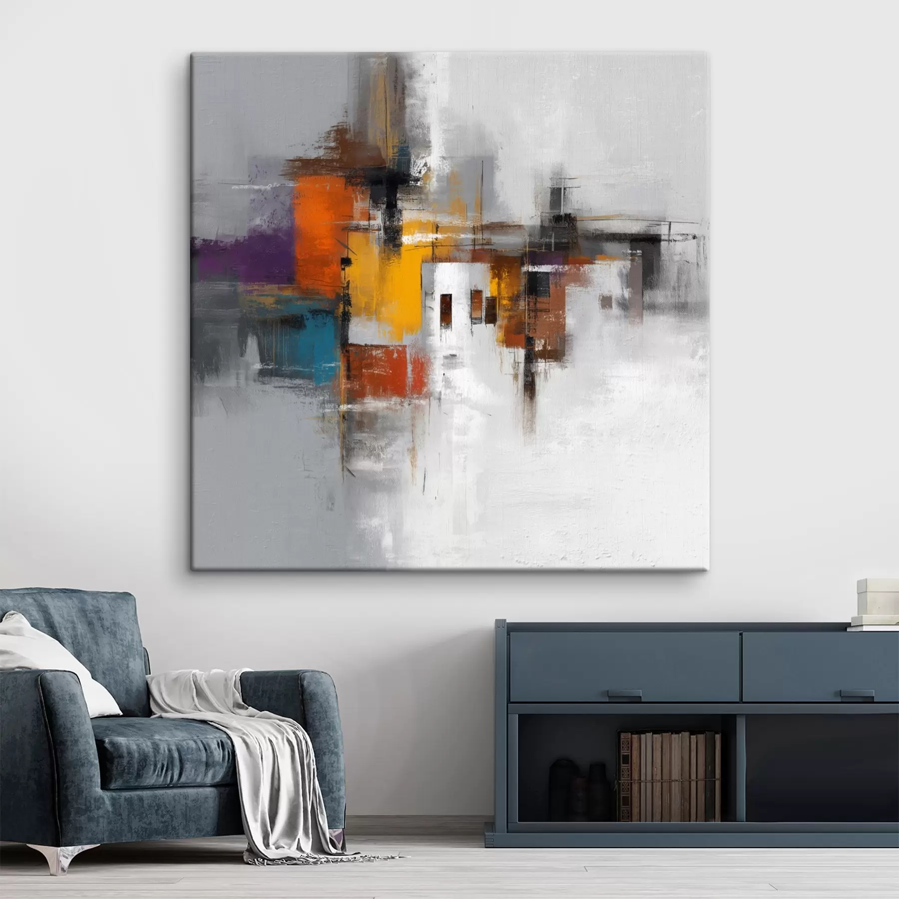 Glezna Krāsaina abstrakcija ar ģeometriskiem motīviem s45239