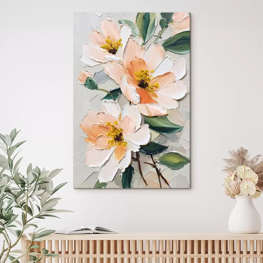 Glezna Ziedi ar baltiem ziedlapiņām un dzelteniem centriem s45262