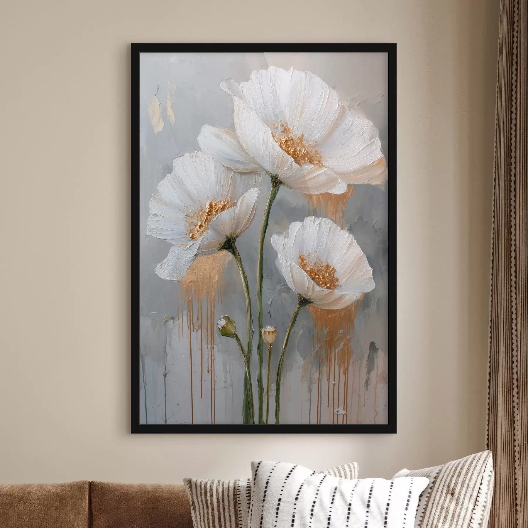 Fototapetes Baltas margrietiņas: apjoma gleznojums uz zila fona f45240